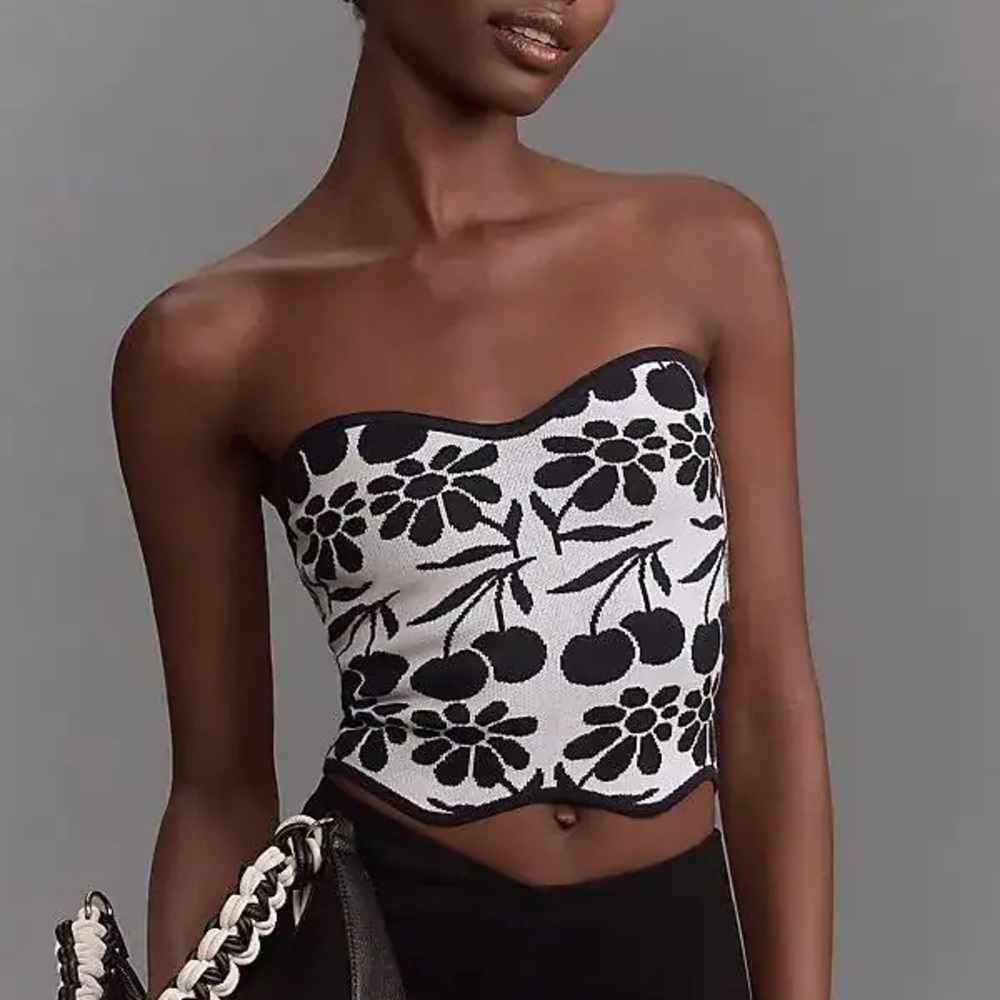 Maeve Agathe Marty Printed Scallop Tube Top.